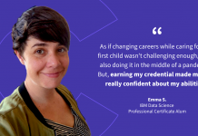Get inspired by Emma’s empowering story of switching to a new career in data science while on maternity leave! Get inspired by Emma’s empowering story of switching to a new career in data science while on maternity leave!