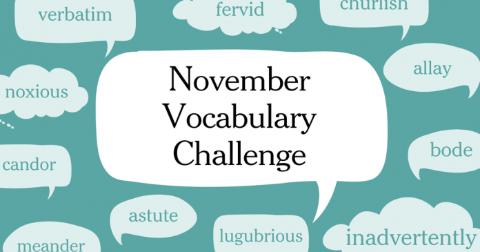 November Vocabulary Challenge: Write a Story Using Our Words of the Day
