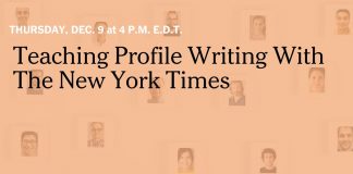 Live Webinar: Teach Profile Writing With The New York Times Live Webinar: Teach Profile Writing With The New York Times
