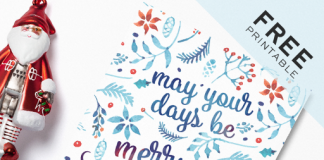May Your Days Be Merry – Free Watercolor Christmas Postcard Printable May Your Days Be Merry – Free Watercolor Christmas Postcard Printable