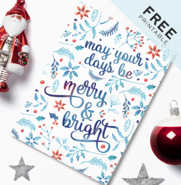 May Your Days Be Merry – Free Watercolor Christmas Postcard Printable May Your Days Be Merry – Free Watercolor Christmas Postcard Printable
