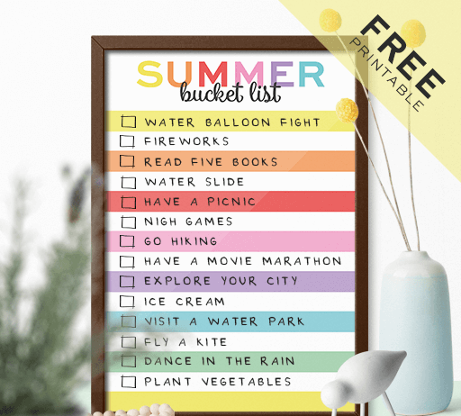 Colorful Free Summer Bucket List Printable – Rainbow Edition Colorful Free Summer Bucket List Printable – Rainbow Edition