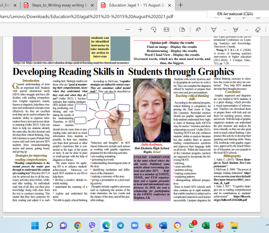 Developing reading skills in students through graphic organizers Developing reading skills in students through graphic organizers